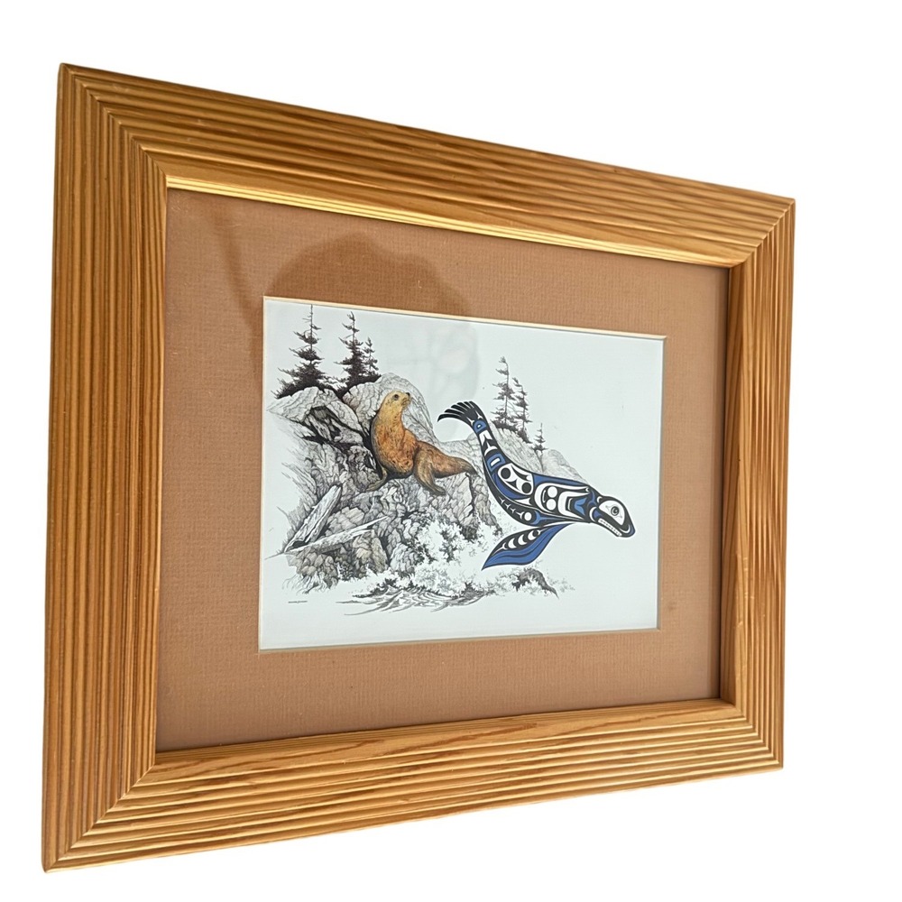 Michael Duncan Canadian Artist Framed Print Sea Lion Pacific Northwest Art 12x10